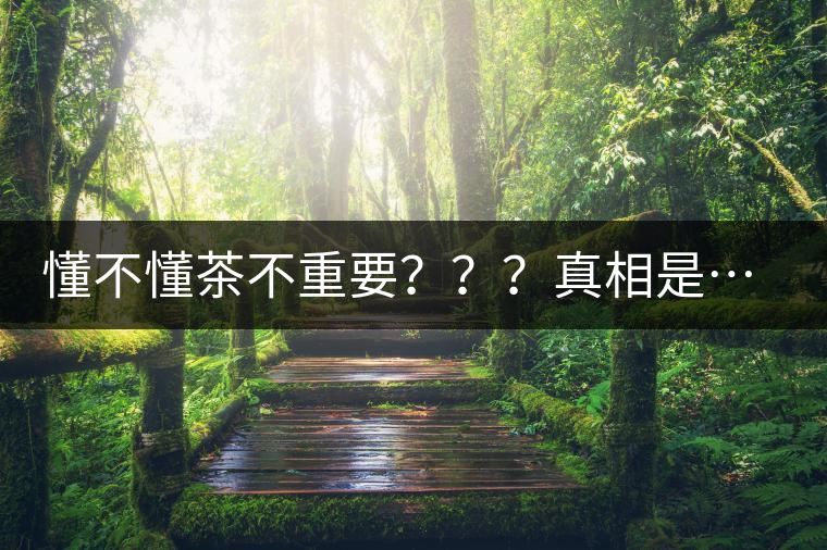 懂不懂茶不重要？？？真相是……