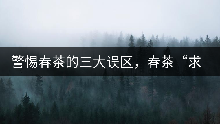 警惕春茶的三大誤區(qū)，春茶“求早”不如“求好”！