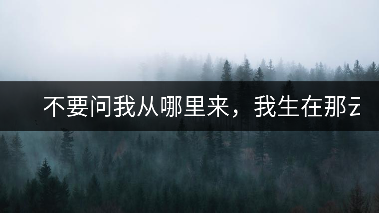 　不要問我從哪里來，我生在那云霧深處。
