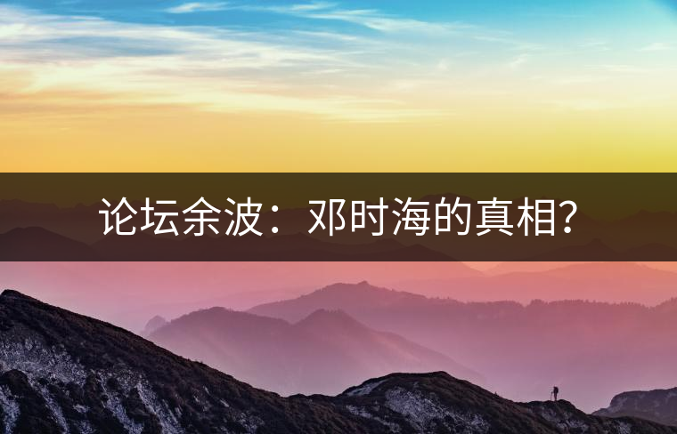 論壇余波：鄧時(shí)海的真相？