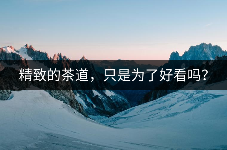 精致的茶道，只是為了好看嗎？