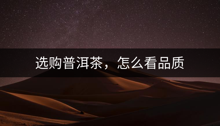 選購普洱茶，怎么看品質(zhì)